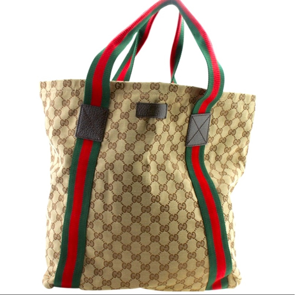 Gucci web brown GG canvas & leather tote
